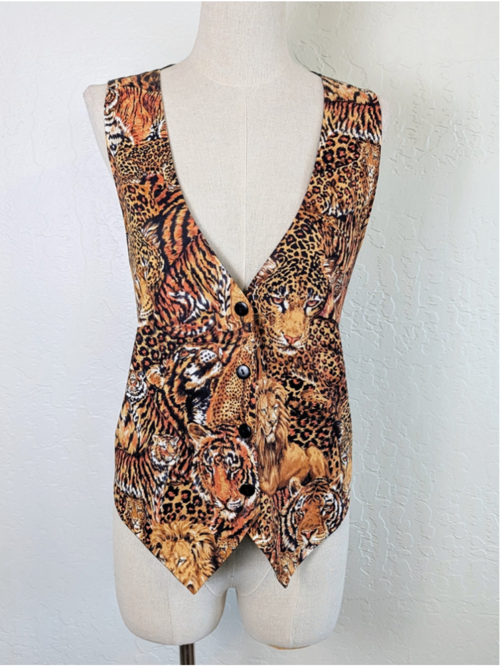 Vintage Westbury XL Big Cat Animal Print Vest Lion Tiger Leopard Safari Novelty - Picture 2 of 10